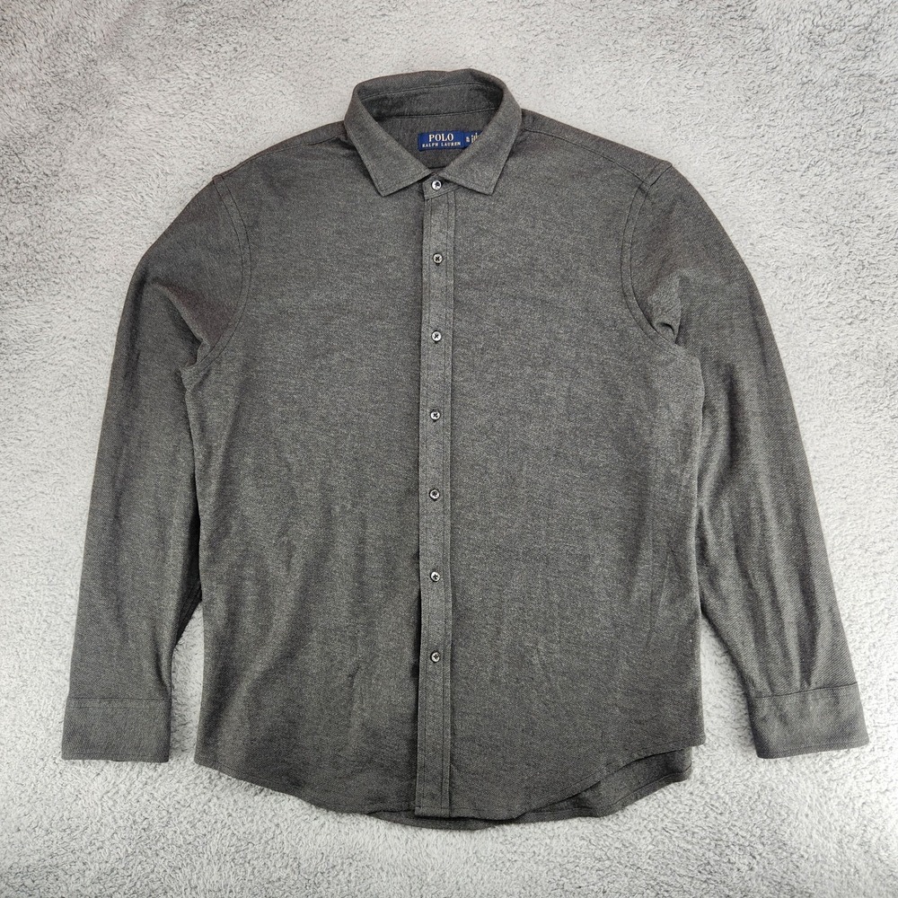 Polo Ralph Lauren Men's Long Sleeve Shirt %100 Cotton In Dark Gray Size XL